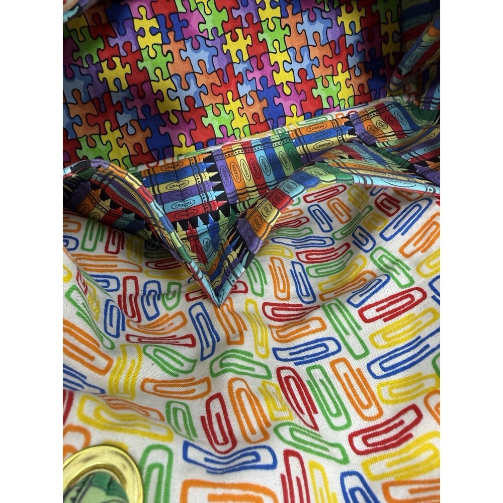 Vintage Teacher Tote Bag ABC Crayon School Theme Cotton Canvas 13.5x10.5 Exc Con - Picture 10 of 16